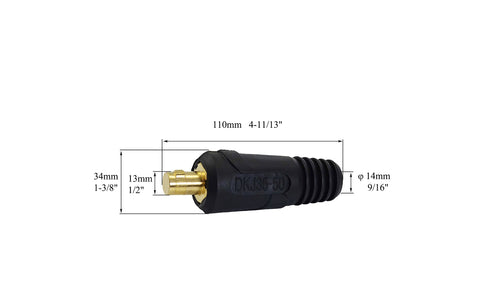 Riverweld DKJ35-50 euro-style plug for versatile TIG configurations.