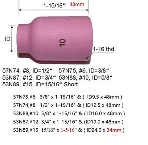 RiverWeld TIG alumina nozzle 53N88 supports stable arc and gas coverage