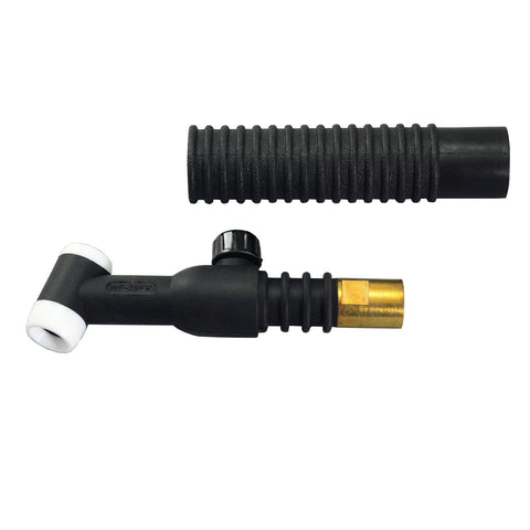 RIVERWELD WP-26FV TIG torch head air-cooled for cooler operation.