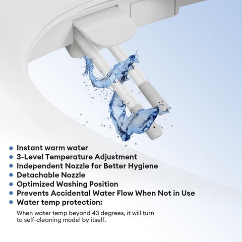 Rivix water pressure control allows gentle to powerful cleansing.