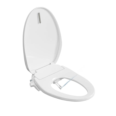 Rivix electric bidet seat with elongated closed lid for a quiet, comfortable bathroom upgrade.
