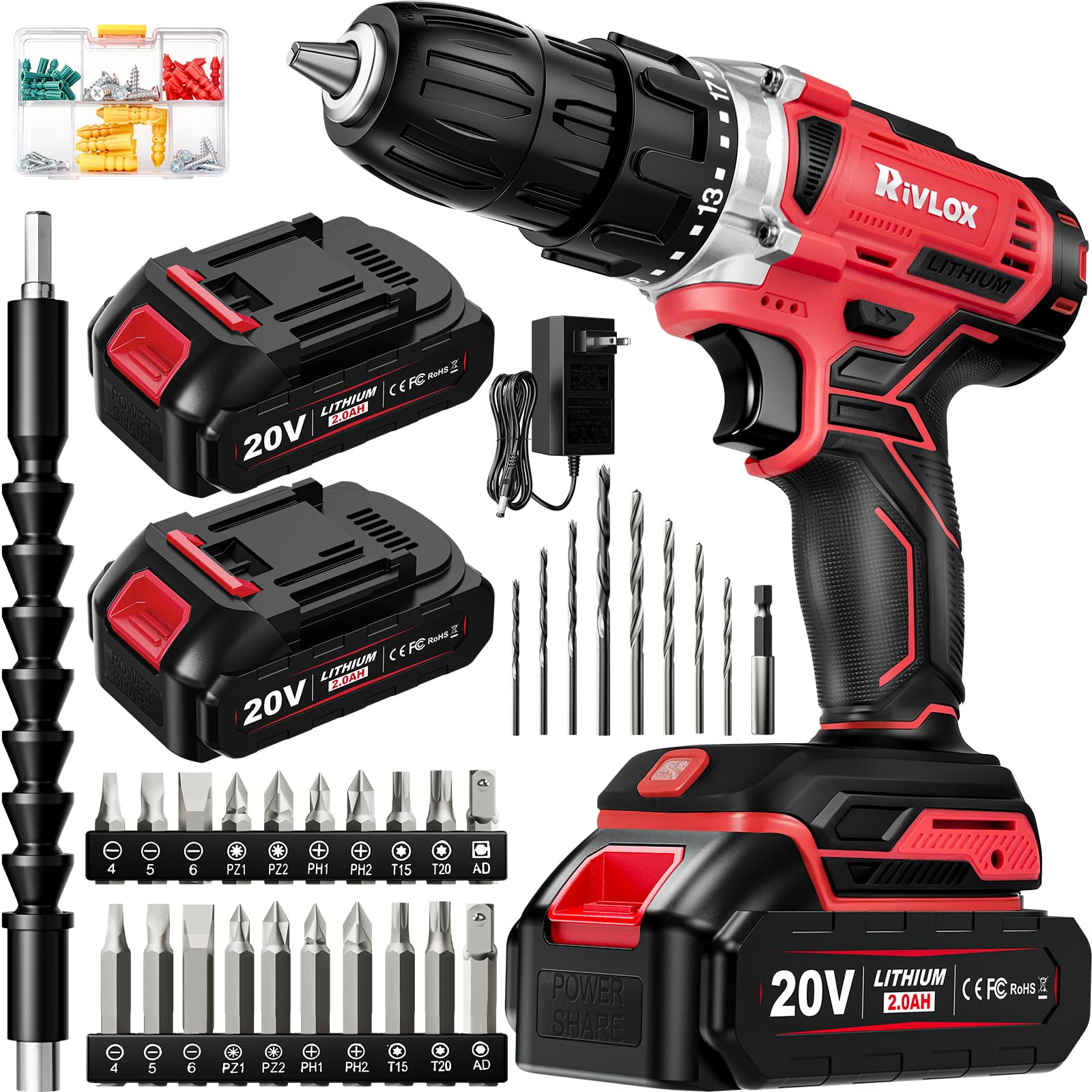Rivlox 20V cordless drill battery pack for extended runtime
