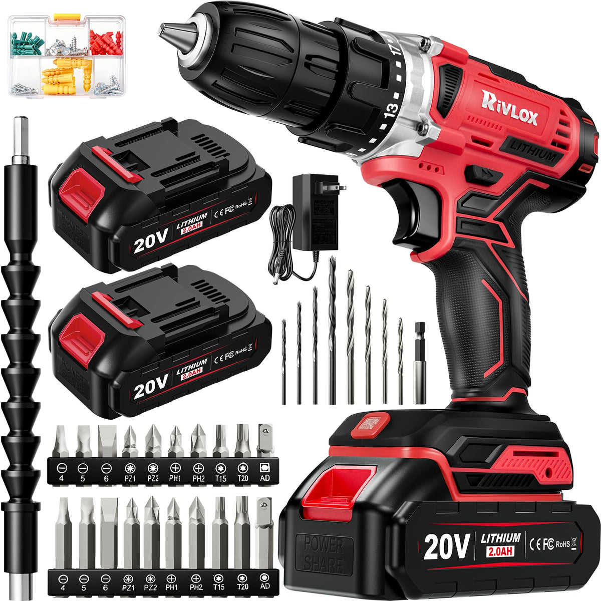 Rivlox 20V cordless drill battery pack for extended runtime