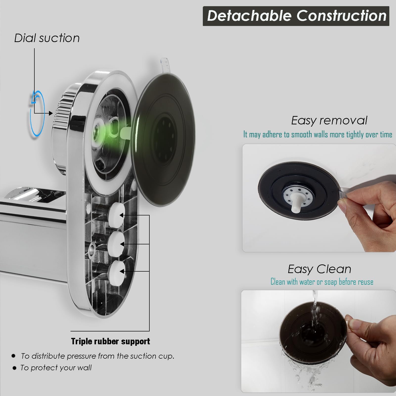 RIVOODS large shower head support keeps heavy heads steady.