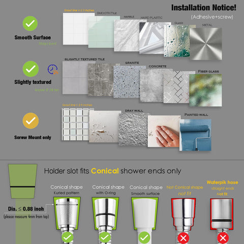 RIVOODS universal hose fit accommodates most handheld shower heads.