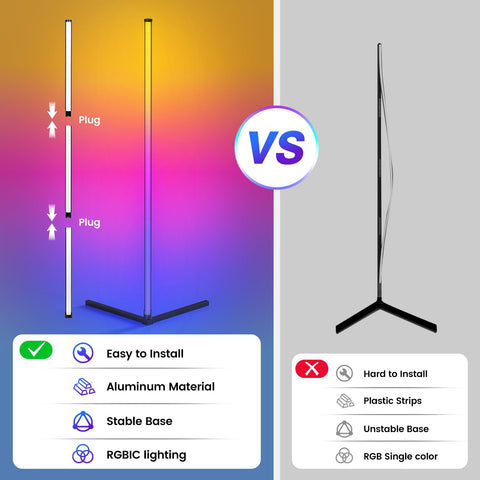 RIYO LED Corner Lamp app control interface for customizing colors and brightness.