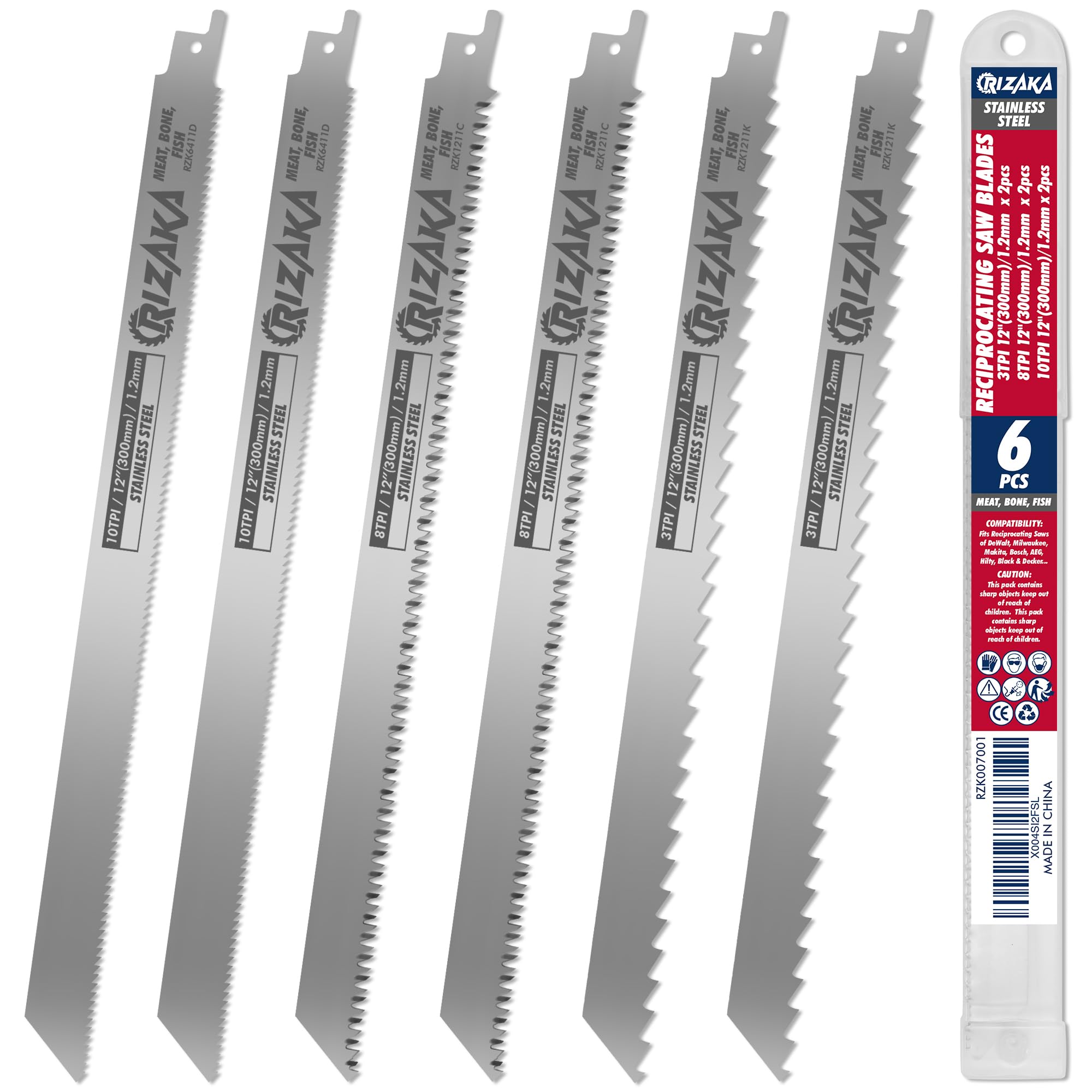 RIZAKA six-pack blades for frozen meat enable clean, precise cuts