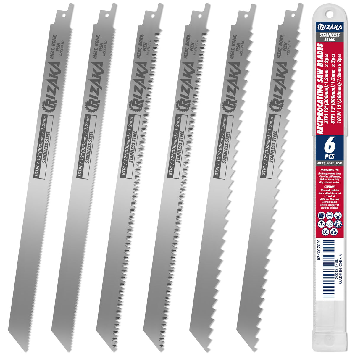 RIZAKA six-pack blades for frozen meat enable clean, precise cuts
