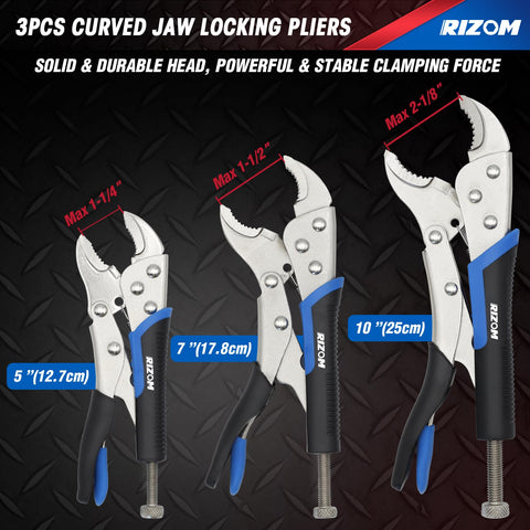 Rizom curved jaw 7-inch pliers offer precise grip for mid-size components
