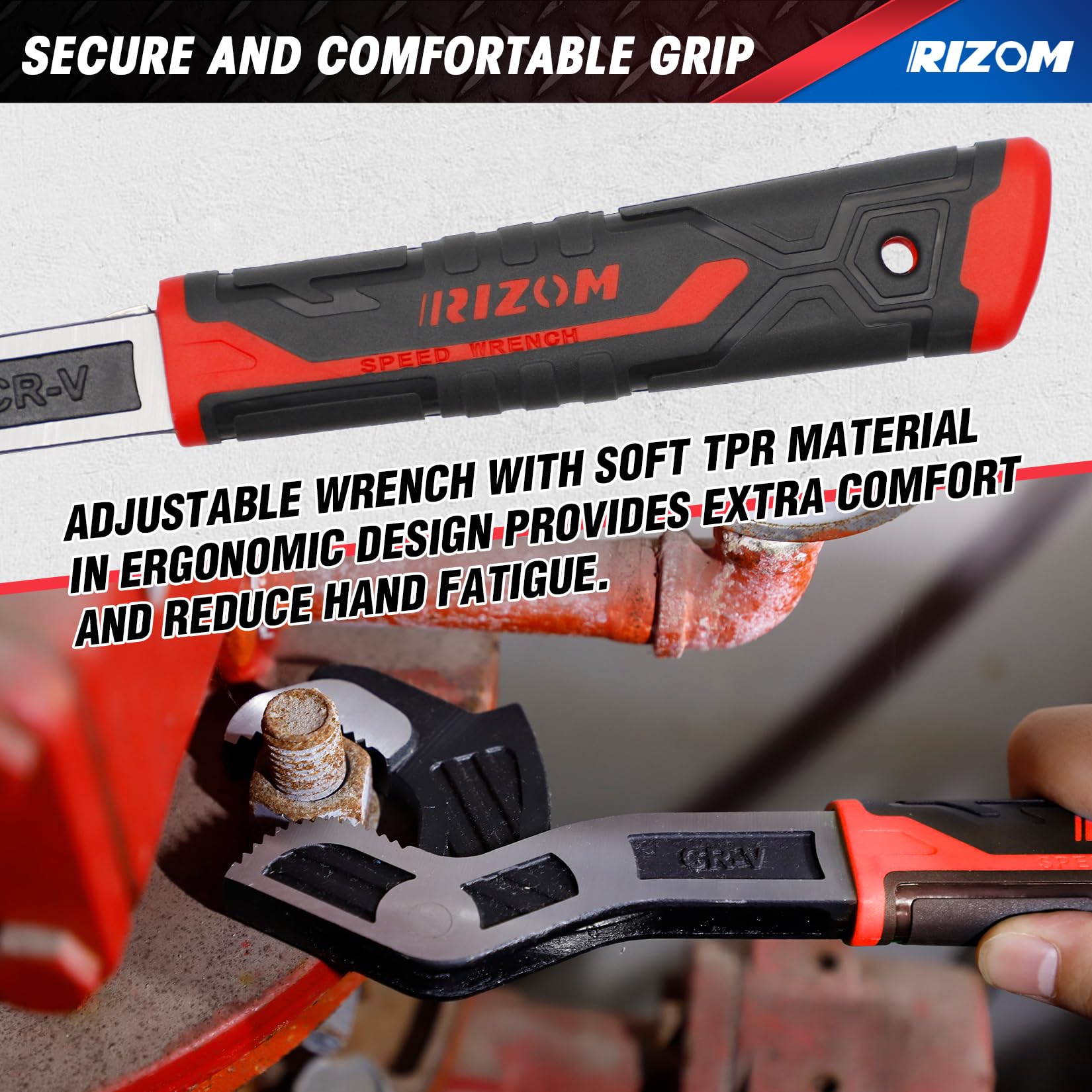 Rizom pipe wrench canvas storage bag keeps tools organized and portable.