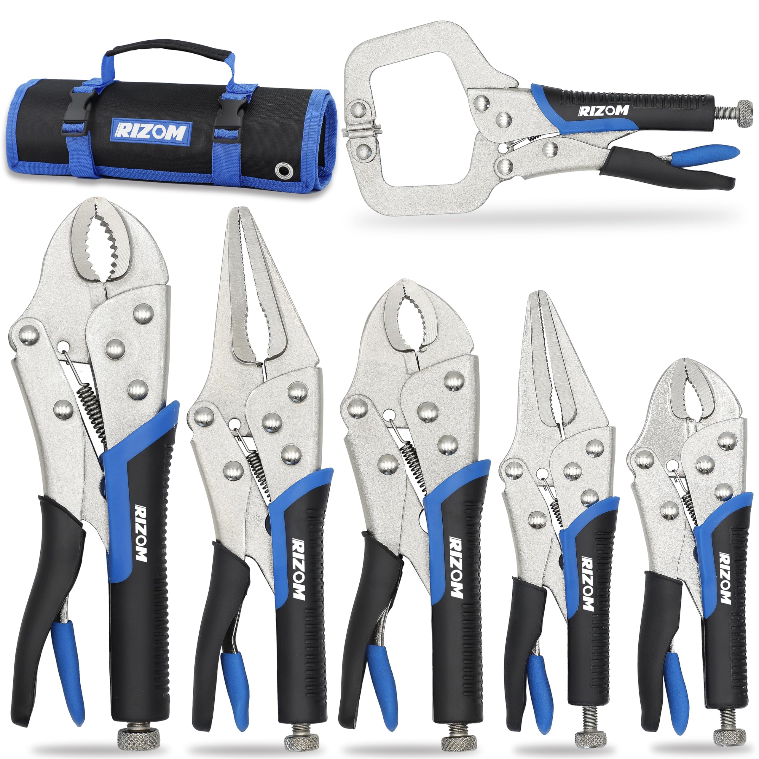 Rizom 6-piece vice grips set showcases versatile locking pliers for clamping tasks