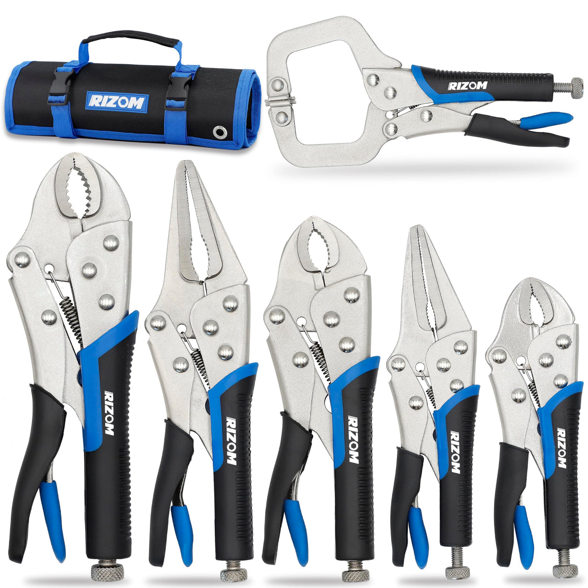 Rizom 6-piece vice grips set showcases versatile locking pliers for clamping tasks