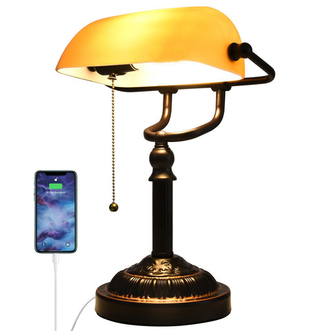 Rizzyluz rustic bankers lamp with pull chain adds vintage charm to your desk