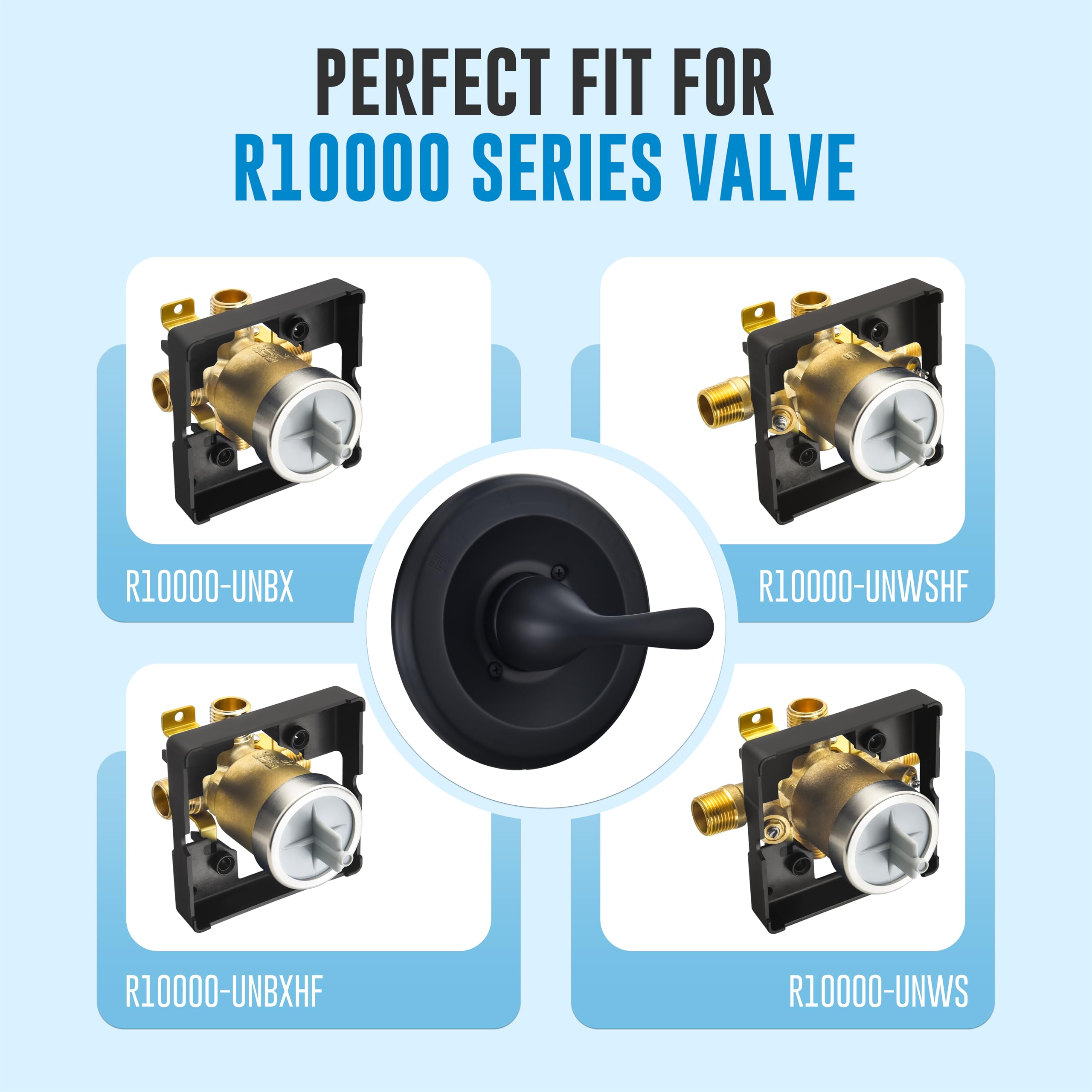RJDIBAN R10000 cartridge included with valve compatibility illustration.
