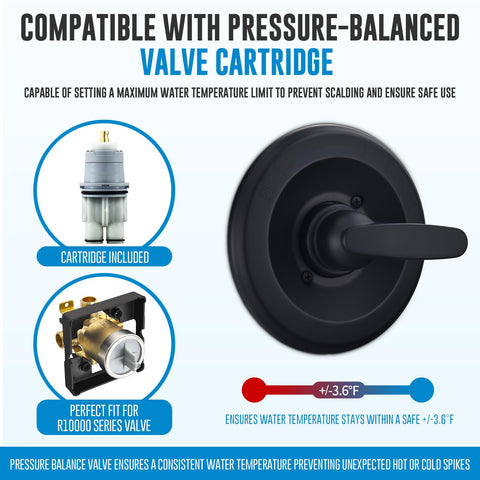 RJDIBAN temperature control cartridge included for stable, comfortable showers.