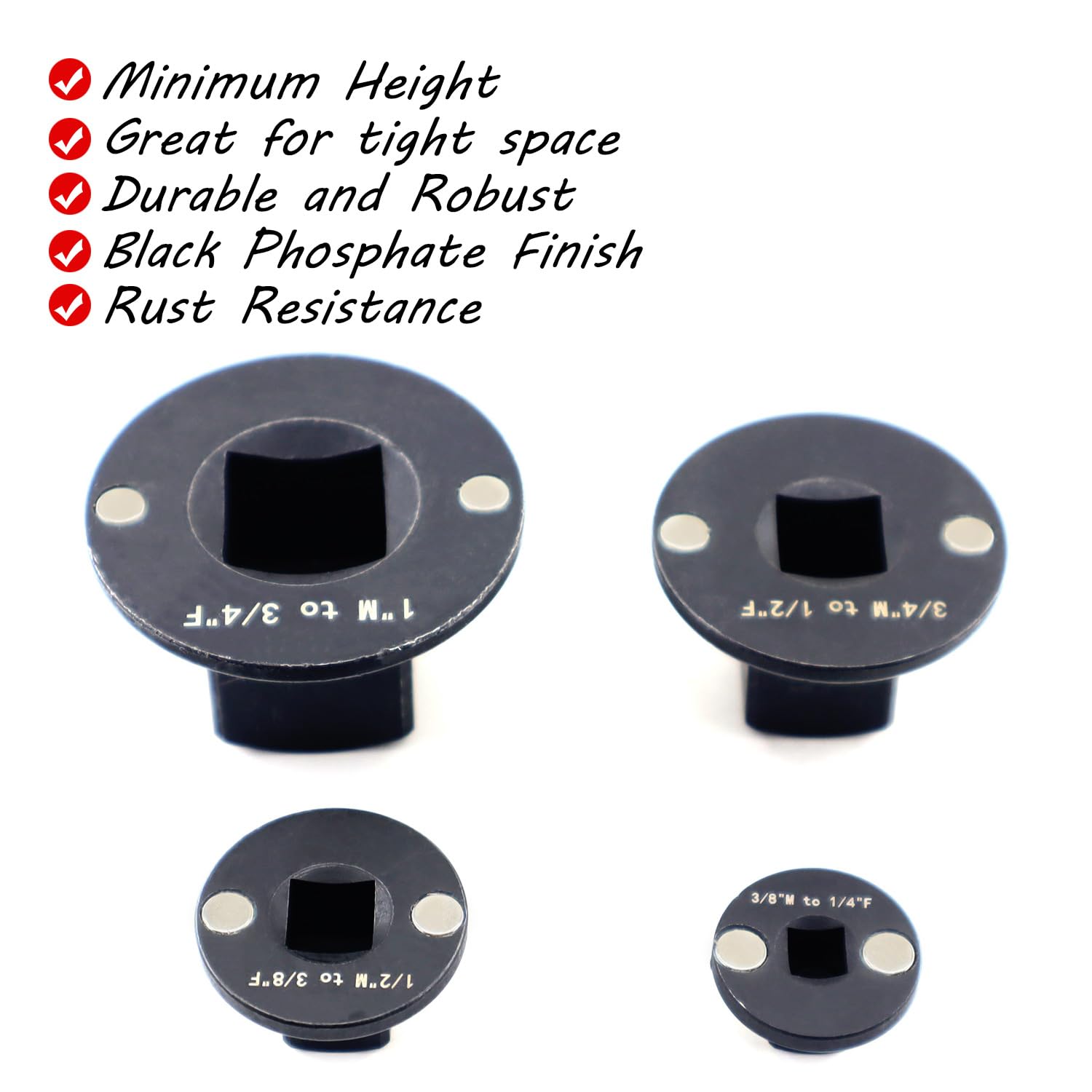 RJSPHH low-profile adapter 1/2 to 3/8 inch designed for quick access in tight spots.