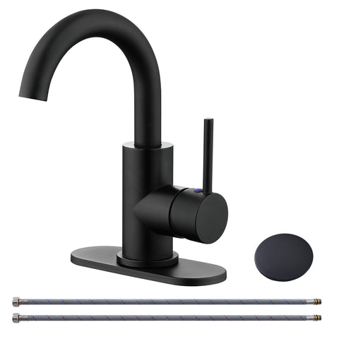 RKF BF3501P-MB matte black faucet with swivel spout for versatile bar and kitchen use.