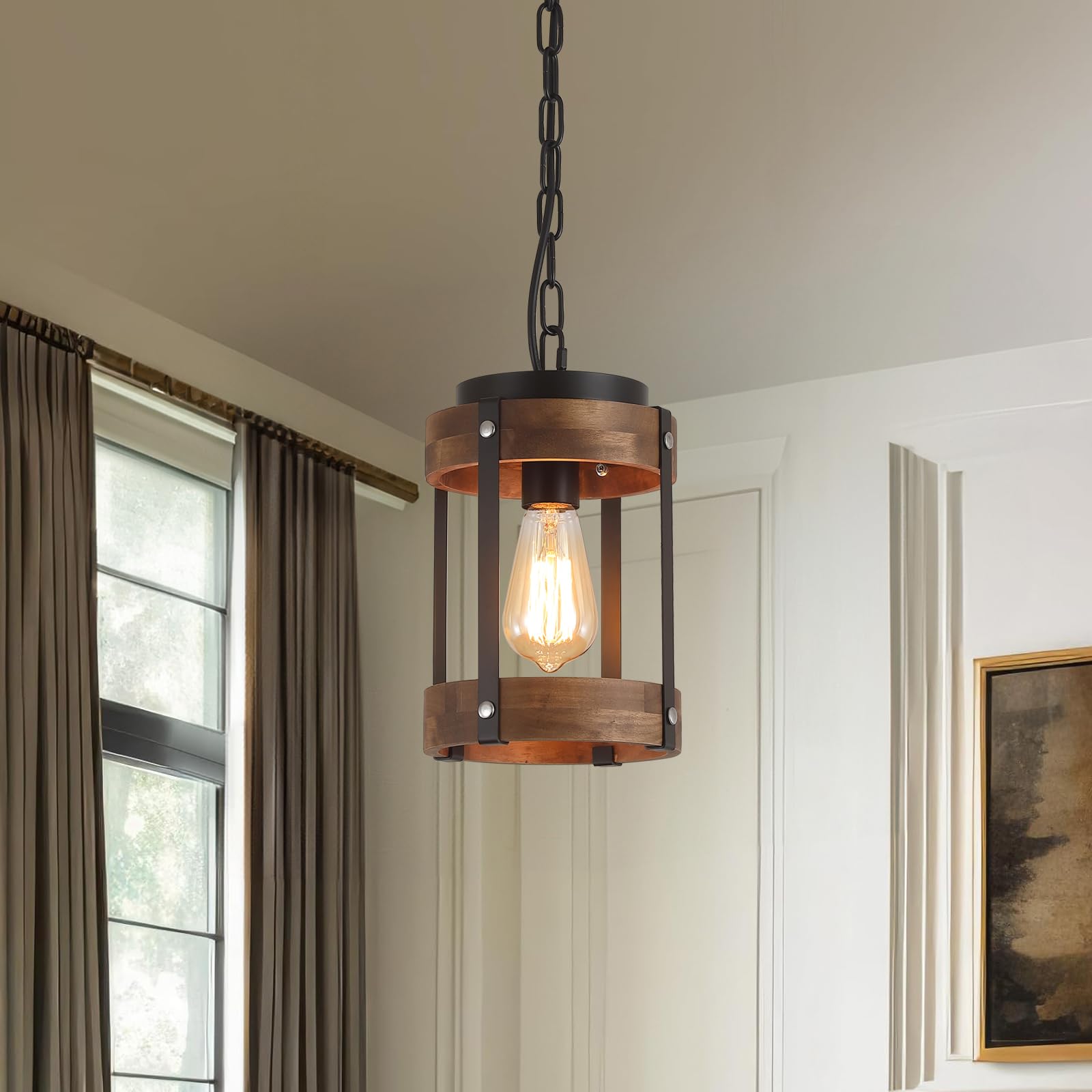 RKUCSR 2-pack rustic pendant lighting coordinates with existing decor.