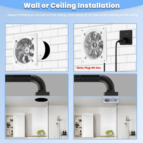 RLOZUI 6-inch exhaust fan in kitchen shows versatile ventilation