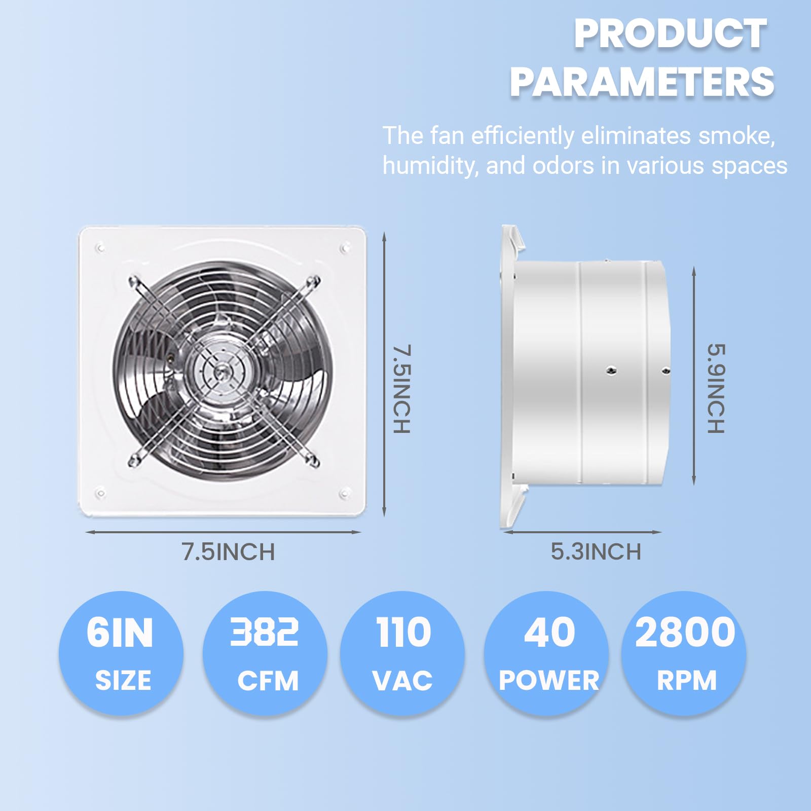RLOZUI 6-inch exhaust fan mounting bracket details for easy installation