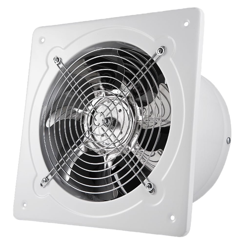 RLOZUI 8-inch exhaust fan front view, wall-mounted and improves airflow in kitchens and baths.