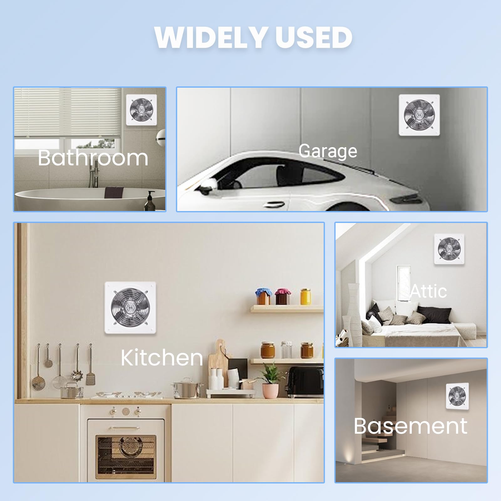 RLOZUI 8-inch exhaust fan in basement-utility area delivers reliable performance.