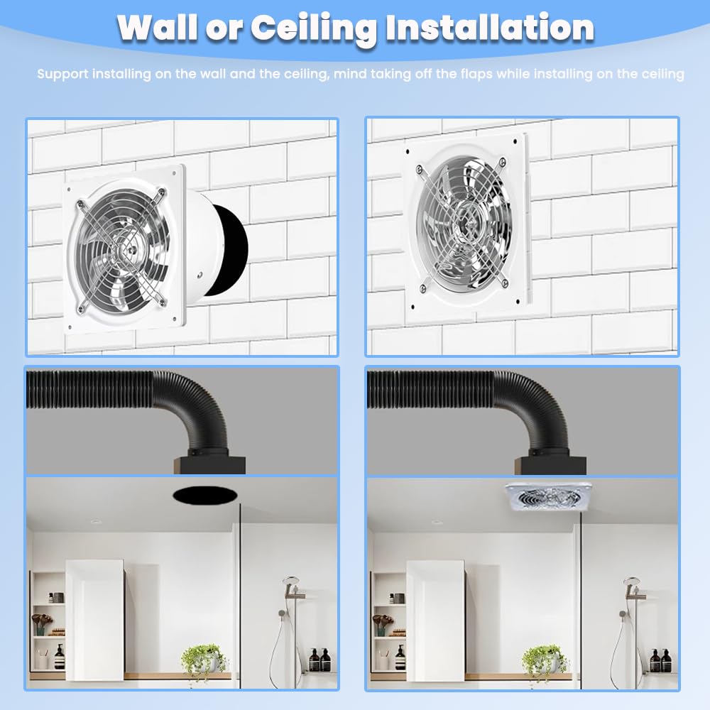 RLOZUI 8-inch exhaust fan vent-path illustrates strong airflow route.