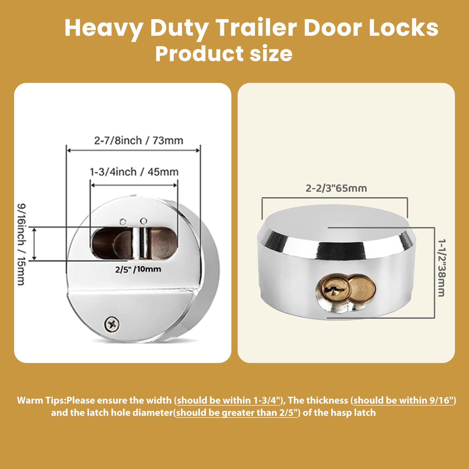 RLOZUI heavy duty padlock with chrome finish for outdoor durability