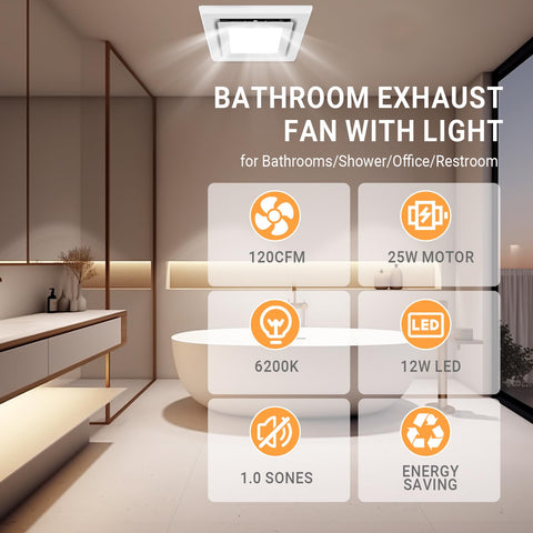 RLOZUI quiet fan operating at 1.0 sones for a peaceful bathroom