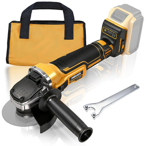 Rndecuck brushless angle grinder overview showing a compact cordless design.