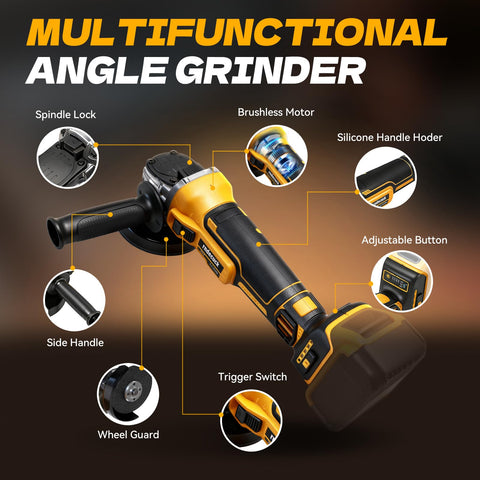 Rndecuck grinder in action for cutting and polishing in tight spaces.