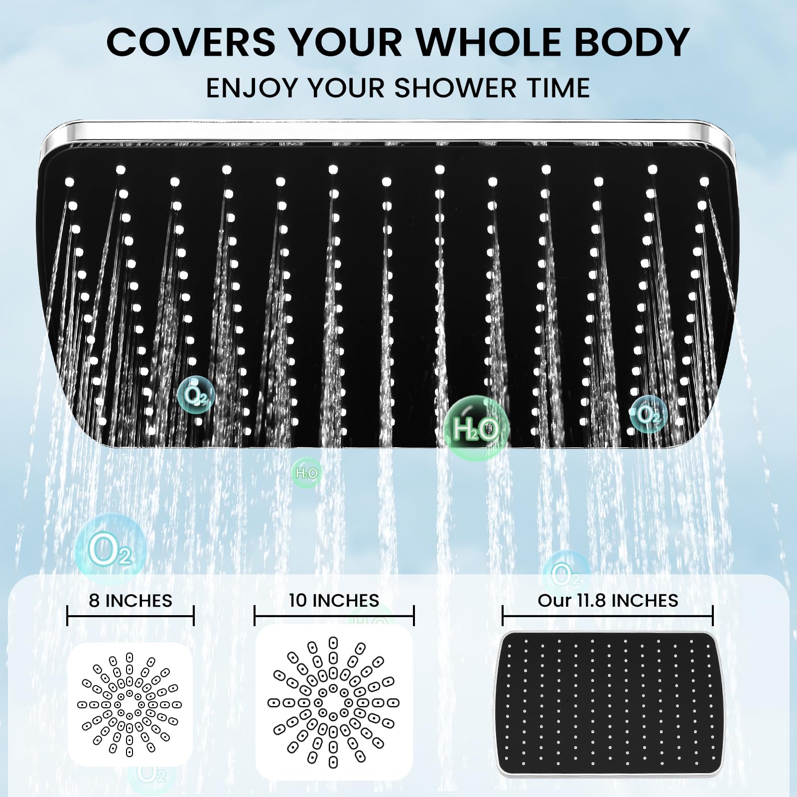 RNDIOZD chrome-finish shower system resists tarnish and gleams in any bathroom
