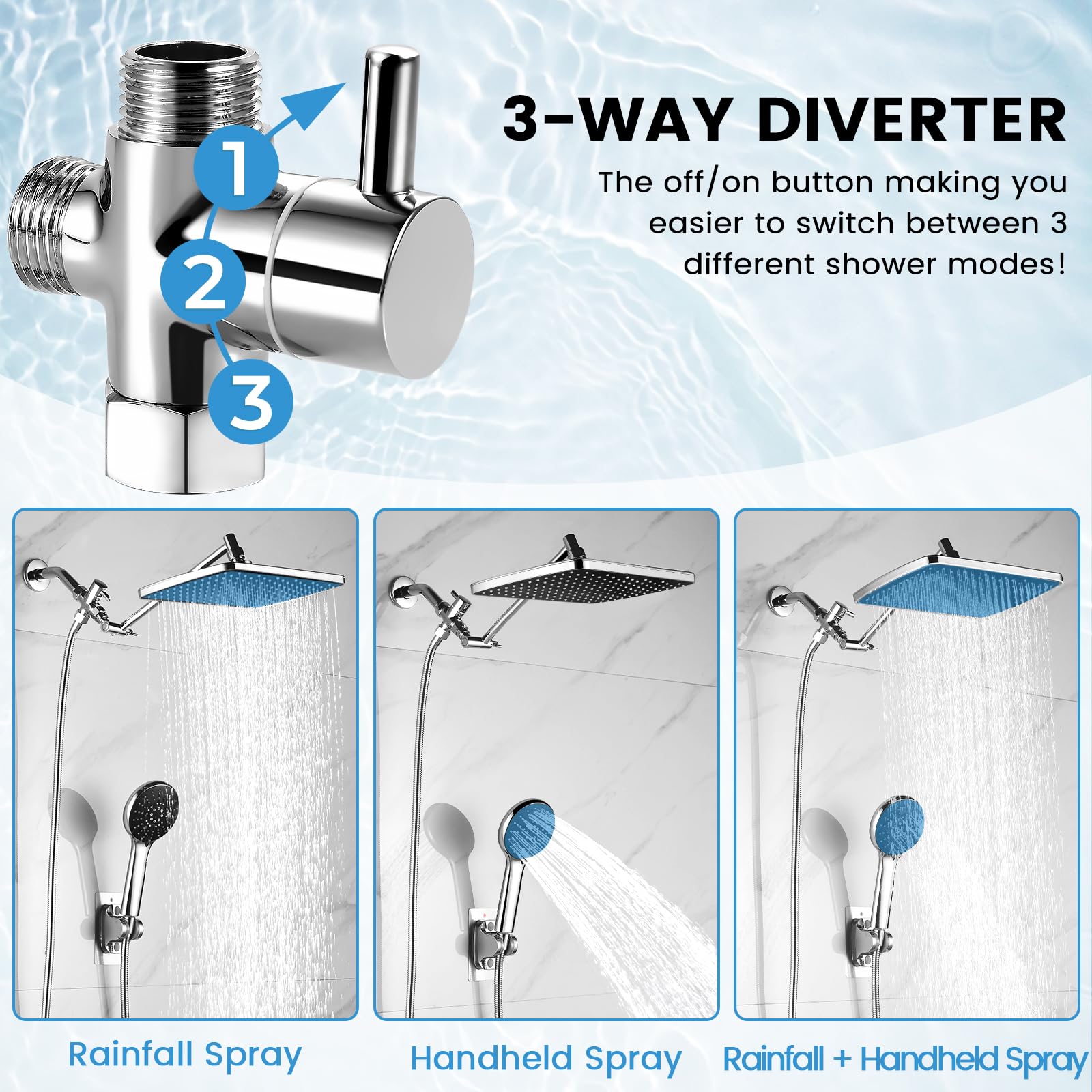 RNDIOZD three-way diverter switch lets you switch rainfall, handheld, or both