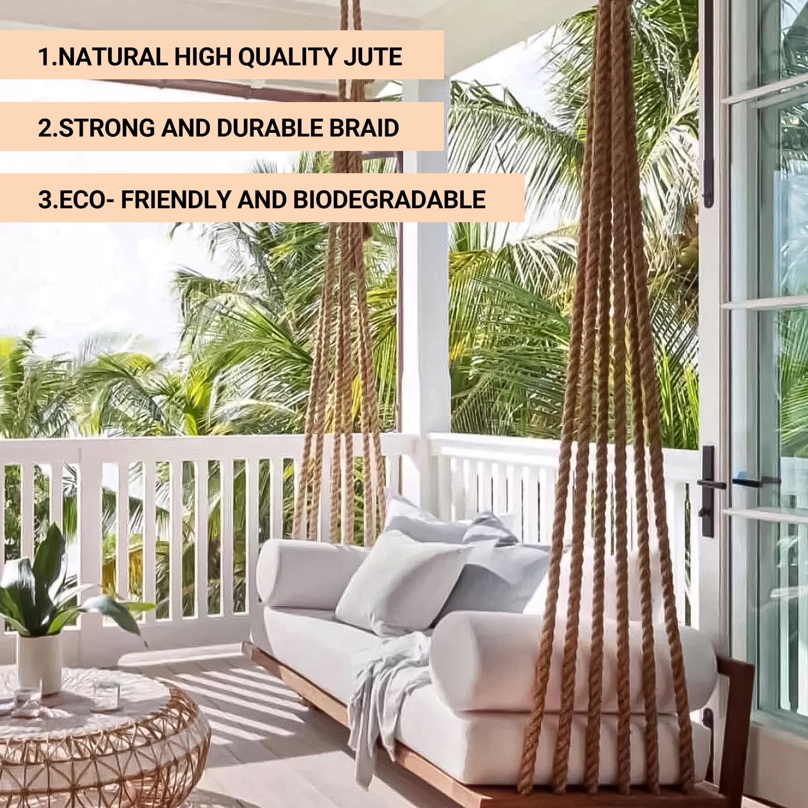 Roadtofree railing rope 1in 32ft adds rustic safety to stairs