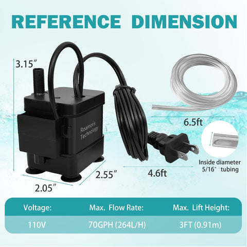 Roamoris HVAC drain pump ideal for dehumidifiers and furnaces