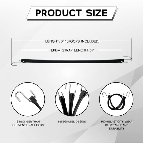 ROBLOCK EPDM bungee cords with rustproof S hooks for quick attachment