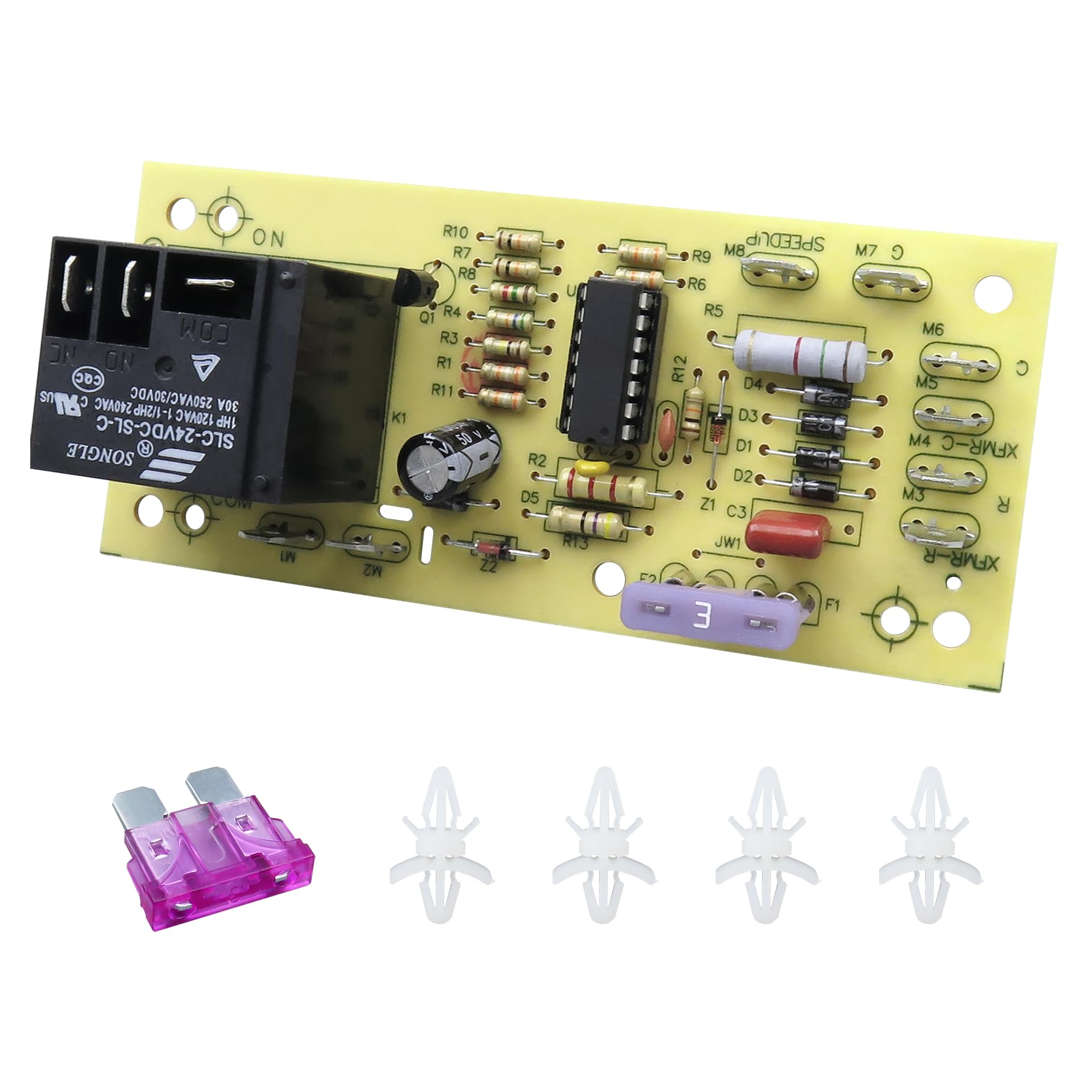 ROBOA PCBFM103S board close-up highlighting time-delay circuitry.