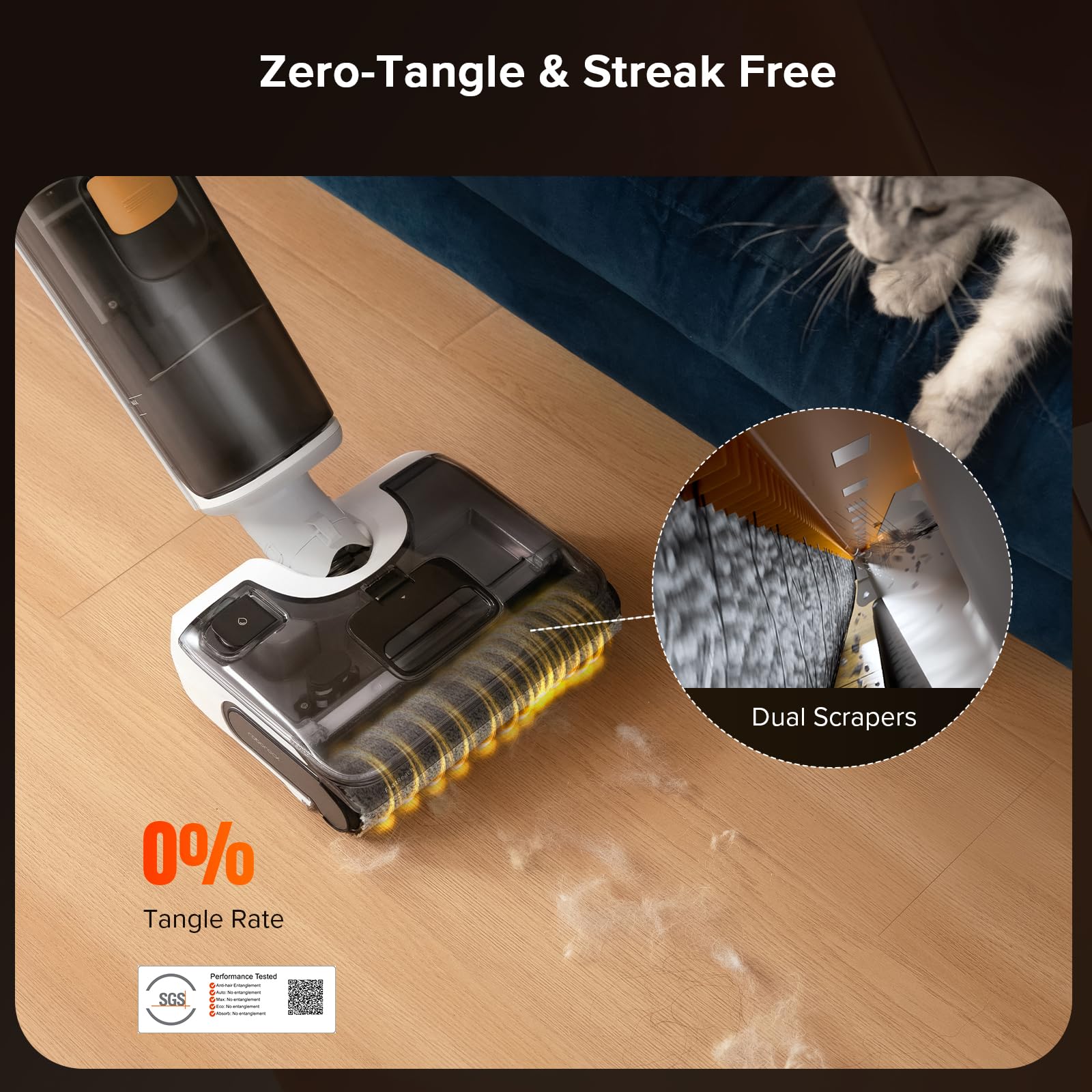 roborock F25 GT Set anti-tangle design delivering streak-free surface finish
