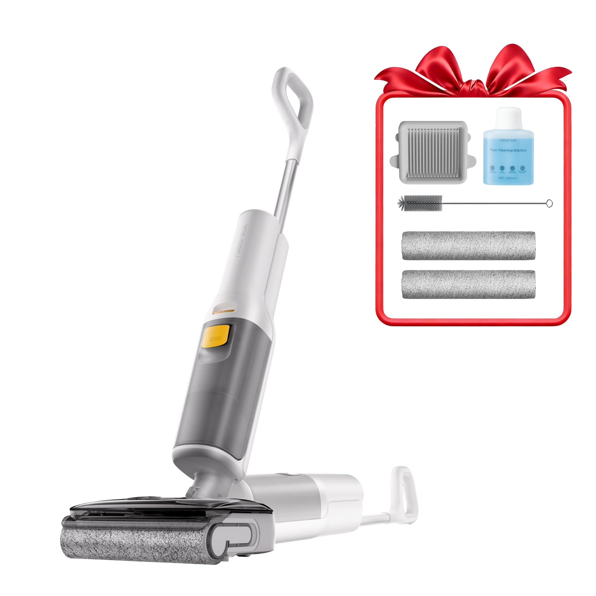 roborock F25 GT Set packaging showing bundle inclusions for easy setup and ongoing cleaning