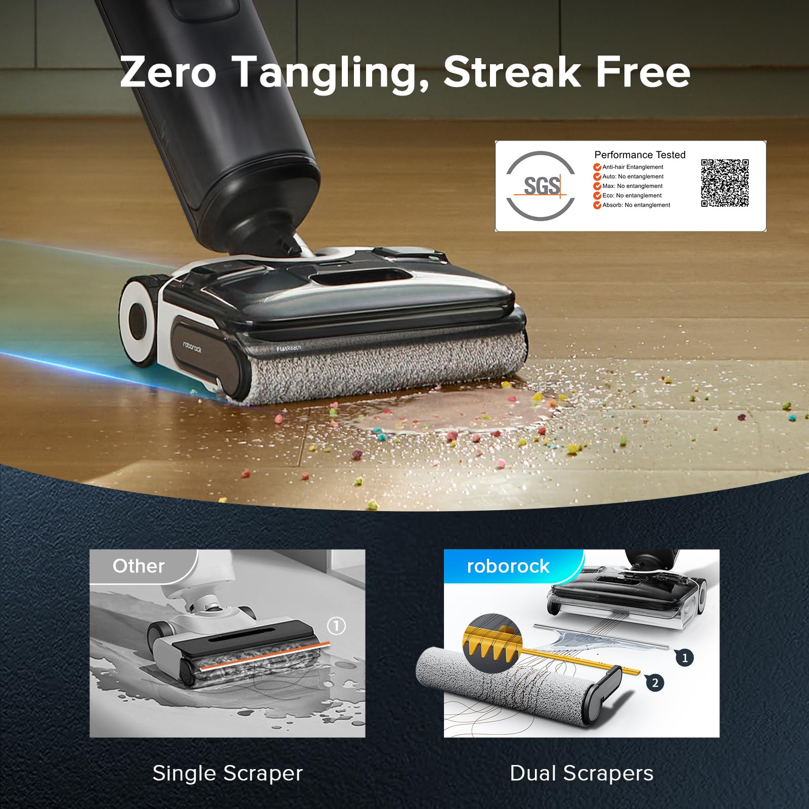 Roborock F25 XT edge cleaning reaching baseboards and corners
