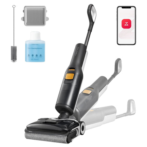 Roborock F25 XT with flat head rotating for under-furniture cleaning