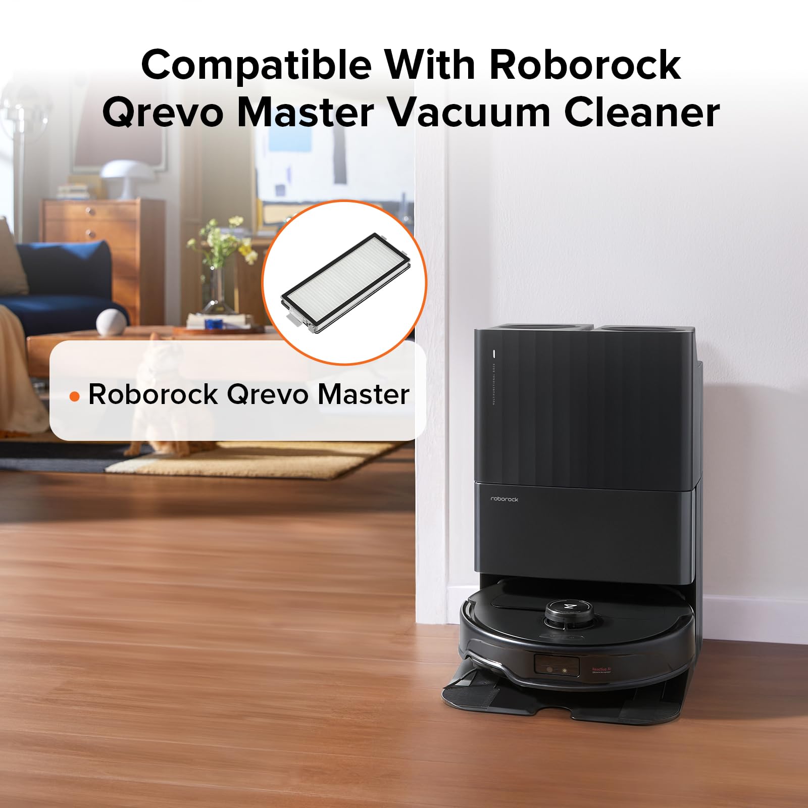 Roborock Qrevo Slim washable filter pack back view with snap-in installation