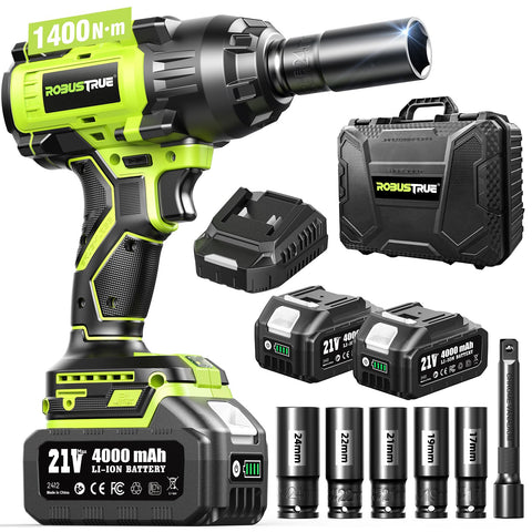 Robustrue 1400Nm cordless impact wrench in full view for heavy-duty automotive work