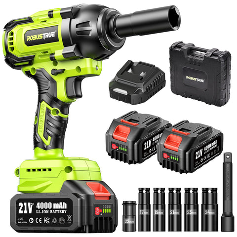 Robustrue cordless impact wrench front view shows compact design for tight spaces.