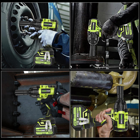 Robustrue compact 1/2-inch drive fits tight spaces easily.