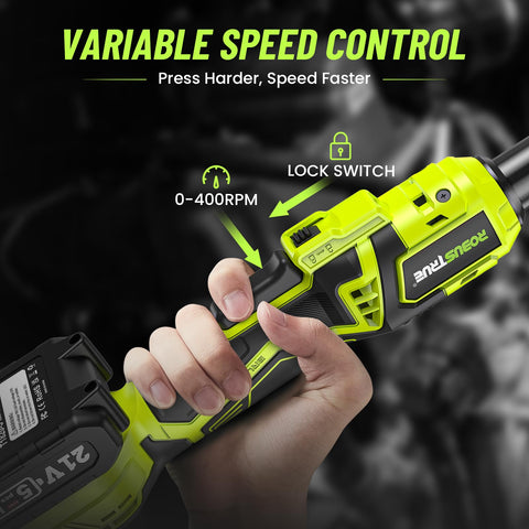Robustrue forward/reverse toggle enables quick bolt tightening or loosening.
