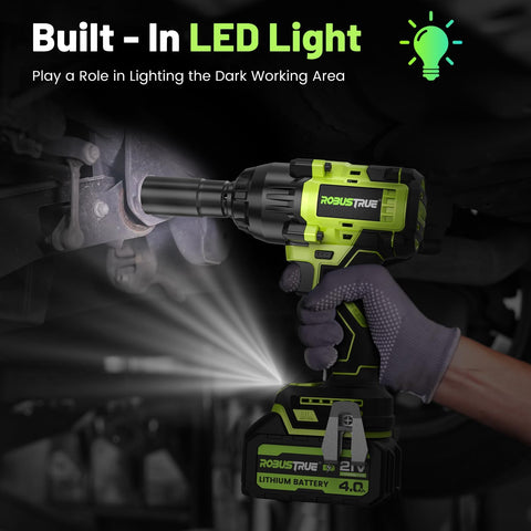 Robustrue unit includes bright LED light for dim workspace visibility.