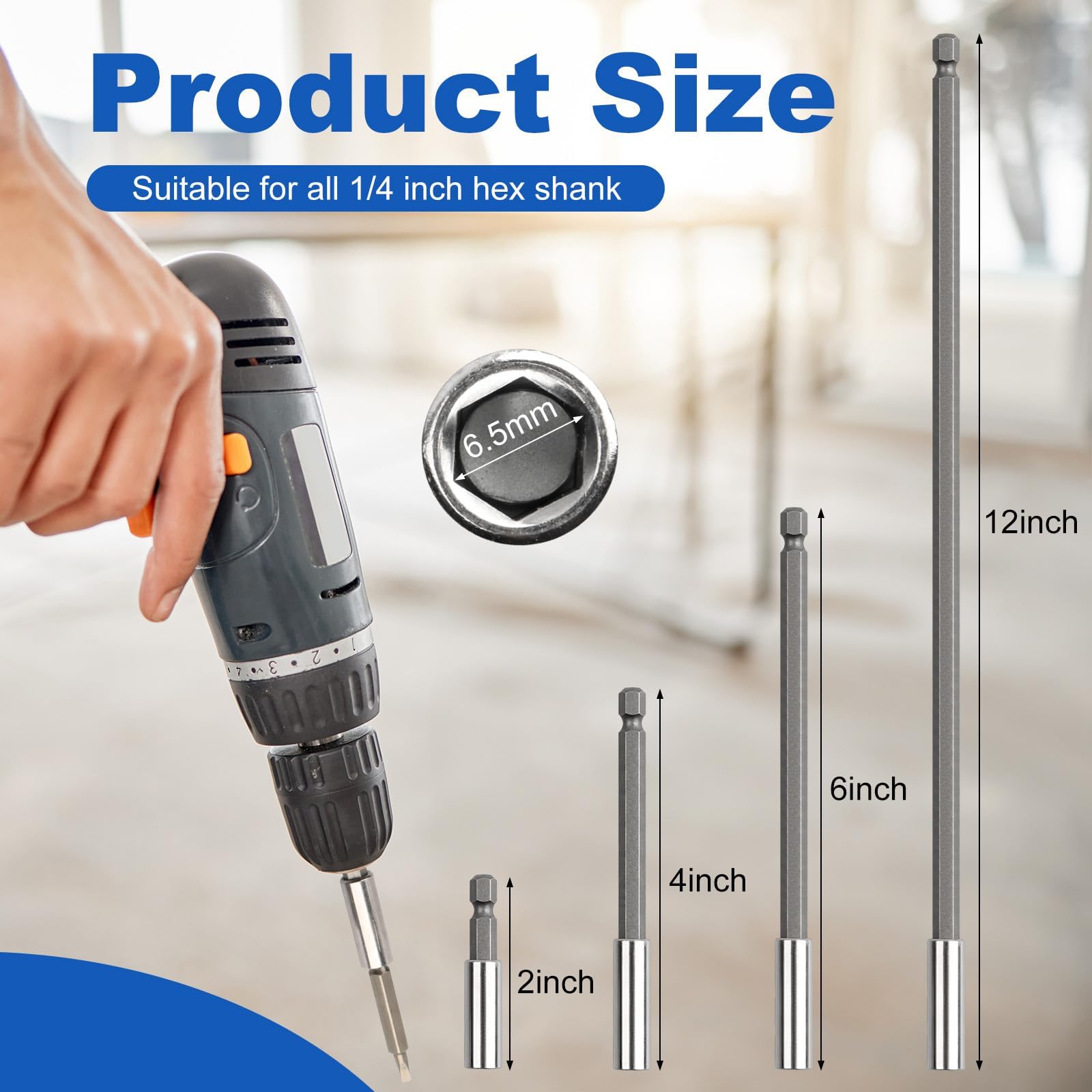 Rocaris magnetic drill bit extension 4 inch enables better reach in tight spaces.