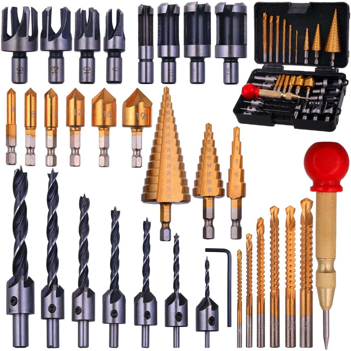 Rocaris 32-pack woodworking chamfer set for clean finishes in wood and plastic