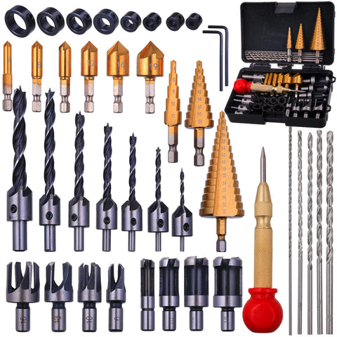 Rocaris 39-pack woodworking chamfer tools kit for precise countersinking.